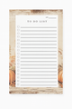 Magnetic To Do List notepad with rustic wood border and watercolor pumpkin design, displayed on a stainless steel refrigerator. Features lined checklist with checkboxes and date section for daily organization and fall-inspired home décor.