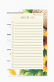 Rustic sunflower-themed grocery list notepad featuring a straw hat design, lined checklist with checkboxes, and space for the date, perfect for meal planning and shopping organization.